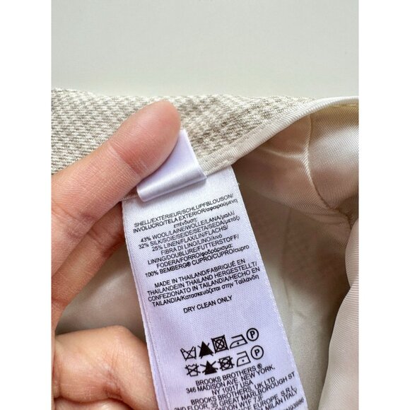 BROOKS BROTHERS Loro Piana Beige Check Wool Silk Linen Trousers Pants, Size 8 - Picture 12 of 13